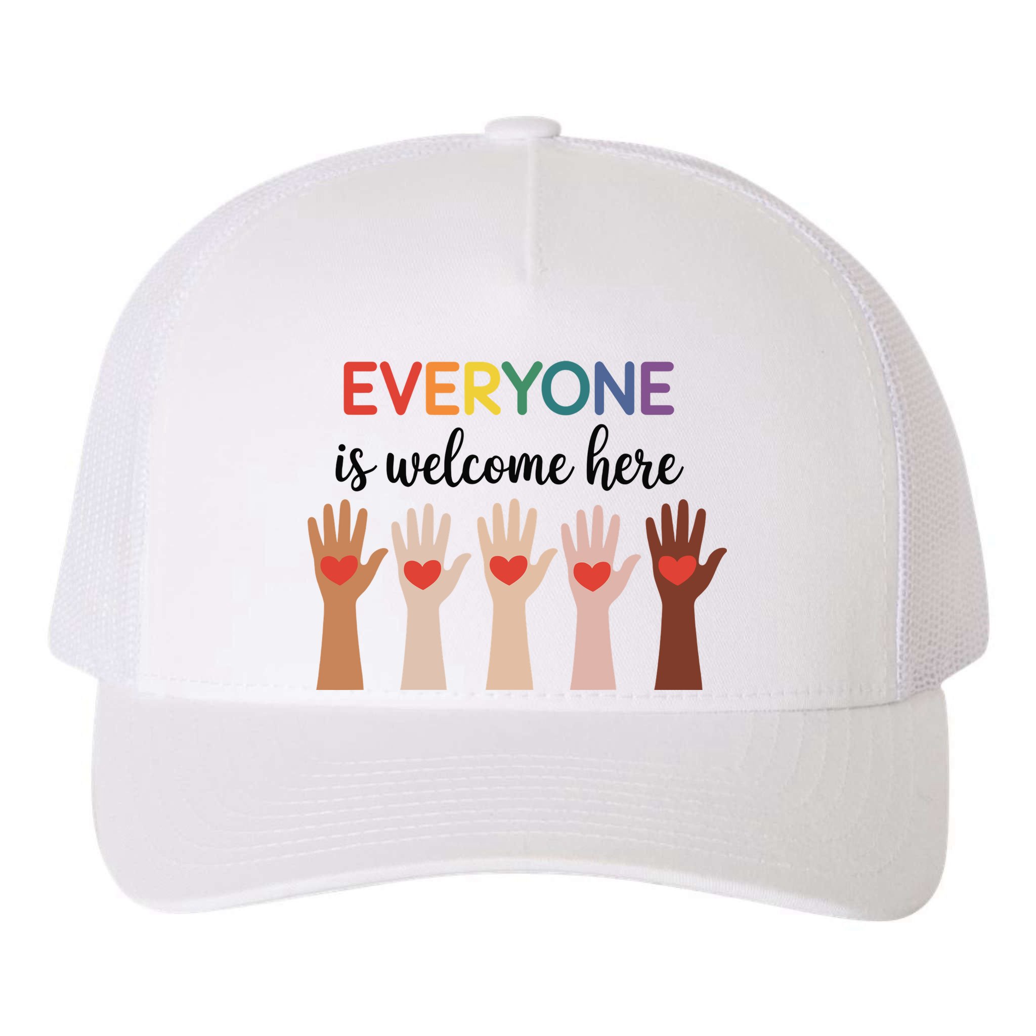 Everyone Is Welcome Here Idaho Teacher Yupoong Adult 5-Panel Trucker Hat