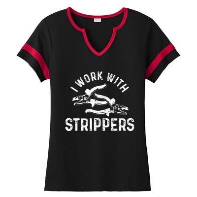 Electrician I Work With Strippers Funny Electrician Gift Ladies Halftime Notch Neck Tee