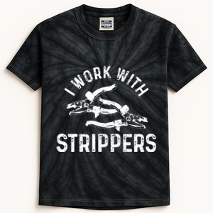 Electrician I Work With Strippers Funny Electrician Gift Kids Tie-Dye T-Shirt