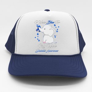 Elephant I Wear Blue For My Uncle Diabetes Awareness Funny Gift Trucker Hat