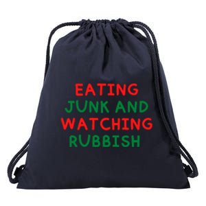 Eating Junk And Watching Rubbish Drawstring Bag