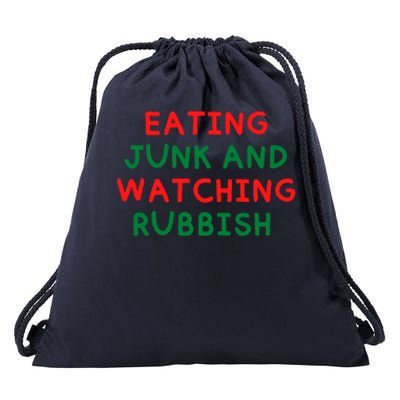 Eating Junk And Watching Rubbish Drawstring Bag