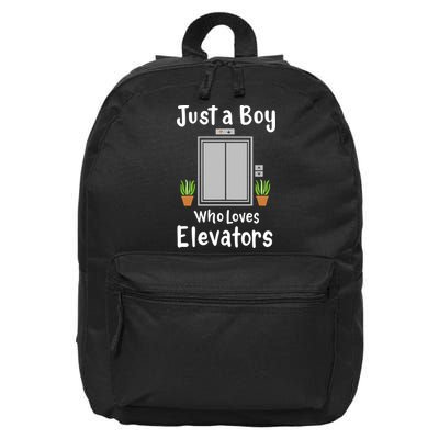 Elevator Just A Boy Who Loves Elevators 16 in Basic Backpack