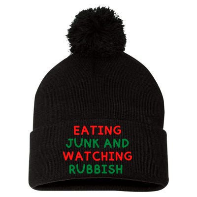 Eating Junk And Watching Rubbish Funny Christmas Pom Pom 12in Knit Beanie