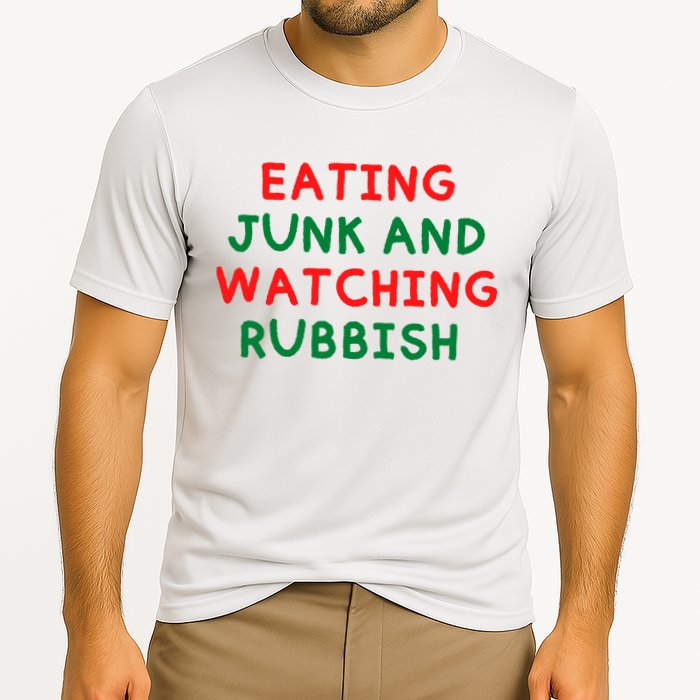 Eating Junk And Watching Rubbish Funny Christmas Cooling Performance Crew T-Shirt