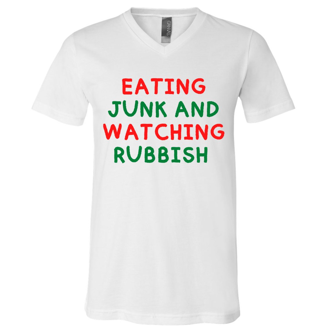 Eating Junk And Watching Rubbish Funny Christmas V-Neck T-Shirt