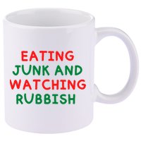 Eating Junk And Watching Rubbish Funny Christmas 11oz C Handle Ceramic Mug