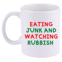 Eating Junk And Watching Rubbish Funny Christmas 11oz C Handle Ceramic Mug