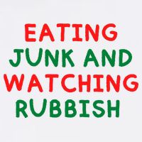 Eating Junk And Watching Rubbish Funny Christmas 11oz C Handle Ceramic Mug