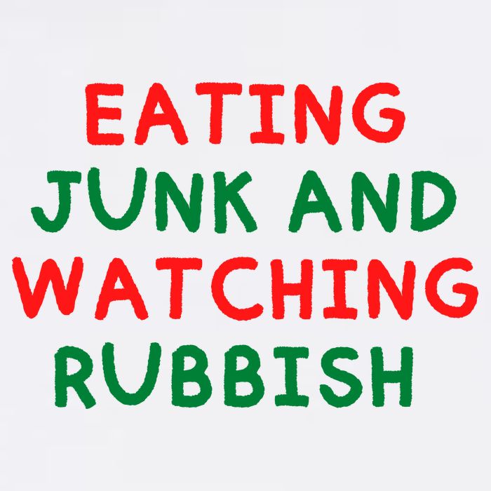 Eating Junk And Watching Rubbish Funny Christmas 11oz C Handle Ceramic Mug