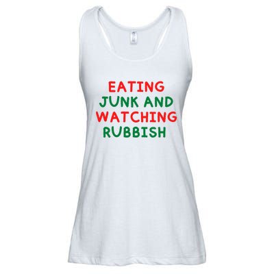 Eating Junk And Watching Rubbish Funny Christmas Ladies Essential Flowy Tank