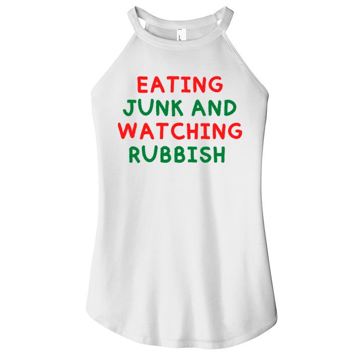 Eating Junk And Watching Rubbish Funny Christmas Women's Perfect Tri Rocker Tank