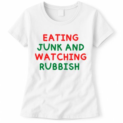 Eating Junk And Watching Rubbish Funny Christmas Womens T-Shirt