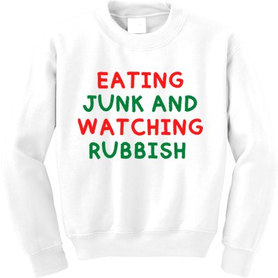 Eating Junk And Watching Rubbish Funny Christmas Kids Sweatshirt