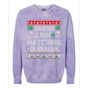 Eating Junk And Watching Rubbish Ugly Christmas Sweaters Colorblast Crewneck Sweatshirt