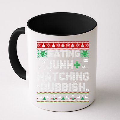 Eating Junk And Watching Rubbish Ugly Christmas Sweaters Mug
