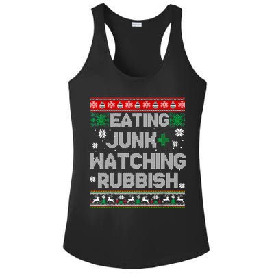 Eating Junk And Watching Rubbish Ugly Christmas Sweaters Ladies PosiCharge Competitor Racerback Tank