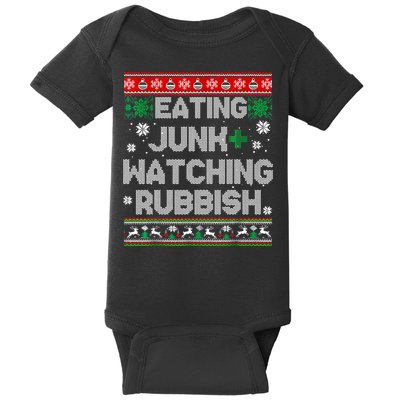 Eating Junk And Watching Rubbish Ugly Christmas Sweaters Baby Bodysuit
