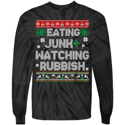 Eating Junk And Watching Rubbish Ugly Christmas Sweaters Tie-Dye Long Sleeve Shirt