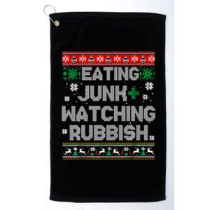 Eating Junk And Watching Rubbish Ugly Christmas Sweaters Platinum Collection Golf Towel