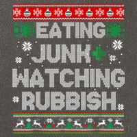 Eating Junk And Watching Rubbish Ugly Christmas Sweaters Cotton Canvas Backpack