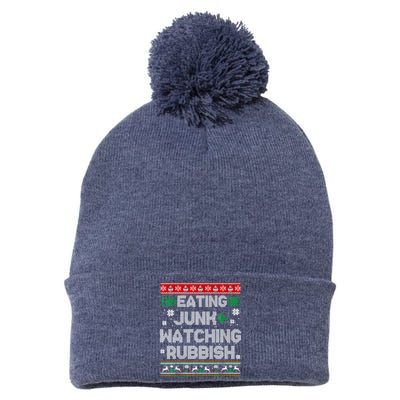 Eating Junk And Watching Rubbish Ugly Christmas Sweaters Pom Pom 12in Knit Beanie