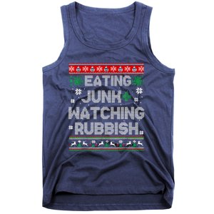 Eating Junk And Watching Rubbish Ugly Christmas Sweaters Tank Top