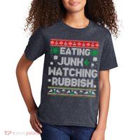Eating Junk And Watching Rubbish Ugly Christmas Sweaters Kids T-Shirt