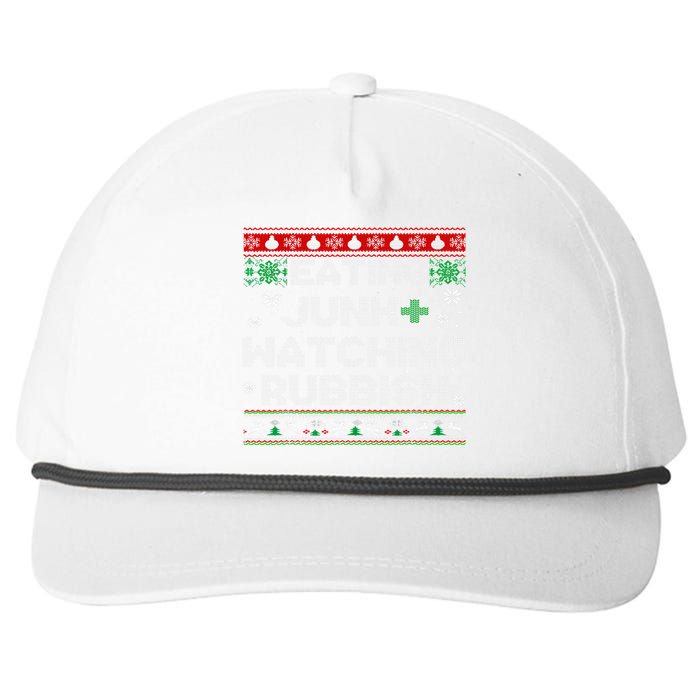 Eating Junk And Watching Rubbish Ugly Christmas Sweaters  Snapback Five-Panel Rope Hat