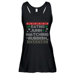 Eating Junk And Watching Rubbish Ugly Christmas Sweaters  Ladies Essential Flowy Tank