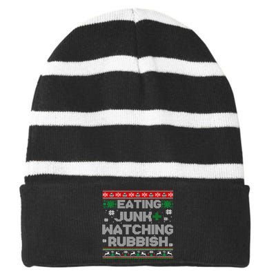 Eating Junk And Watching Rubbish Ugly Christmas Sweaters  Striped Beanie with Solid Band