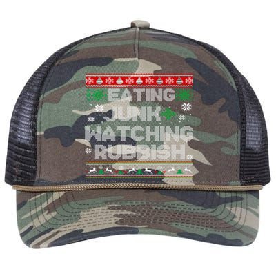 Eating Junk And Watching Rubbish Ugly Christmas Sweaters  Retro Rope Trucker Hat Cap