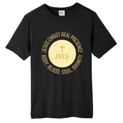 Eucharist Jesus Christ Presence Body Blood Soul Divinity Tall Fusion ChromaSoft Performance T-Shirt