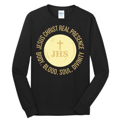 Eucharist Jesus Christ Presence Body Blood Soul Divinity Tall Long Sleeve T-Shirt