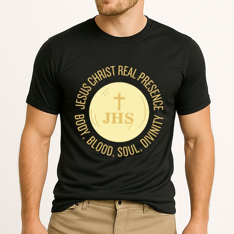 Eucharist Jesus Christ Presence Body Blood Soul Divinity Cooling Performance Crew T-Shirt