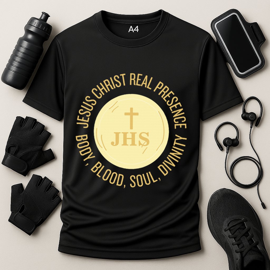 Eucharist Jesus Christ Presence Body Blood Soul Divinity Cooling Performance Crew T-Shirt