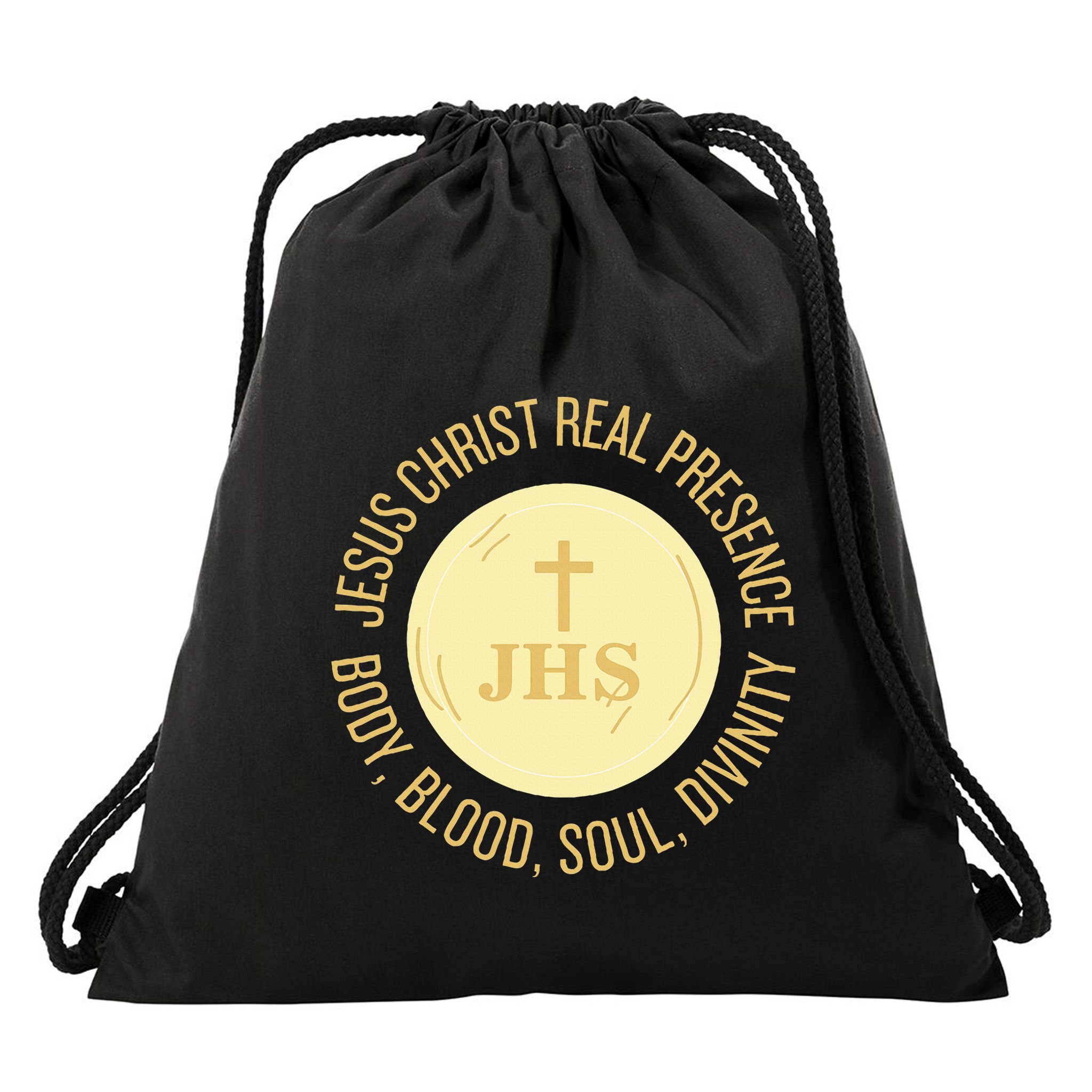 Eucharist Jesus Christ Presence Body Blood Soul Divinity Drawstring Bag