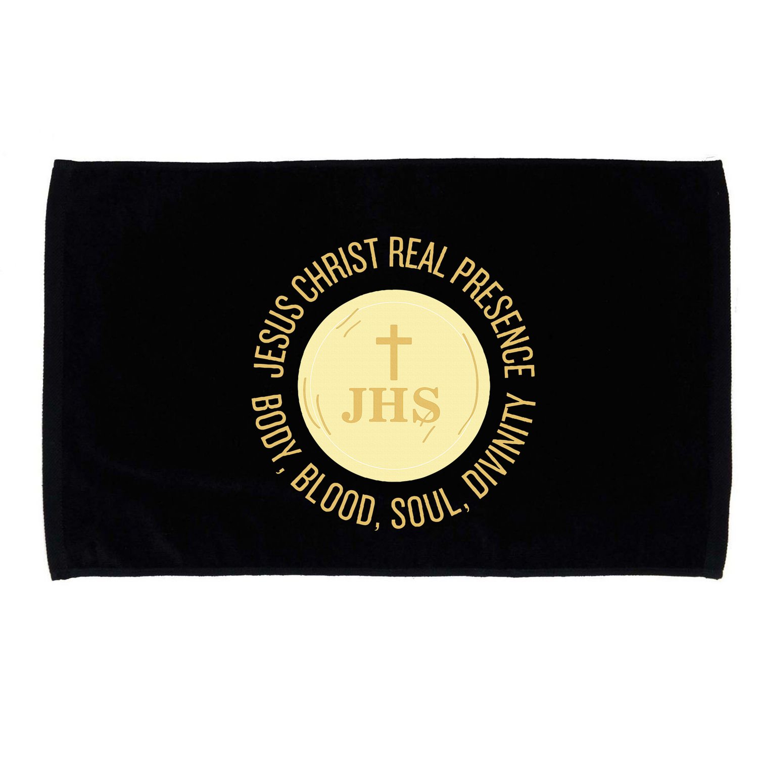 Eucharist Jesus Christ Presence Body Blood Soul Divinity Microfiber Hand Towel