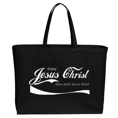 Enjoy Jesus Christ Thou Shalt Never Thirst Cotton Canvas Jumbo Tote