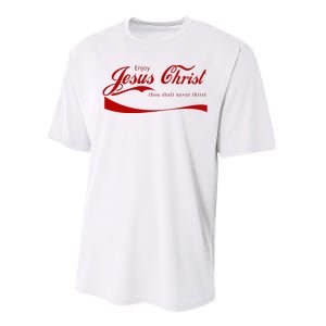 Enjoy Jesus Christ Thou Shalt Never Thirst Performance Sprint T-Shirt