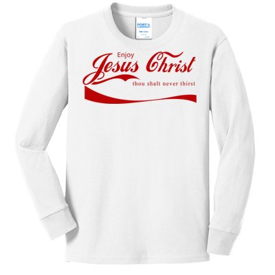 Enjoy Jesus Christ Thou Shalt Never Thirst Kids Long Sleeve Shirt