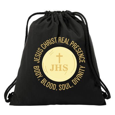 Eucharist Jesus Christ Presence Body Blood Soul Divinity Drawstring Bag