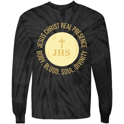 Eucharist Jesus Christ Presence Body Blood Soul Divinity Tie-Dye Long Sleeve Shirt