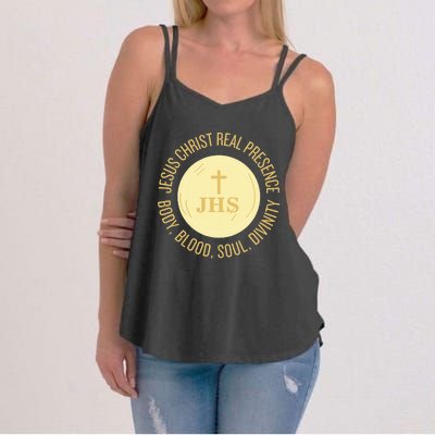 Eucharist Jesus Christ Presence Body Blood Soul Divinity Women's Strappy Tank