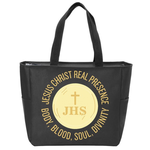 Eucharist Jesus Christ Presence Body Blood Soul Divinity Zip Tote Bag