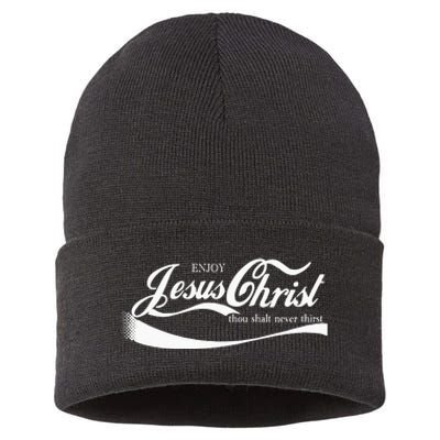 Enjoy Jesus Christ Thou Shall Never Thirst Sustainable Knit Beanie