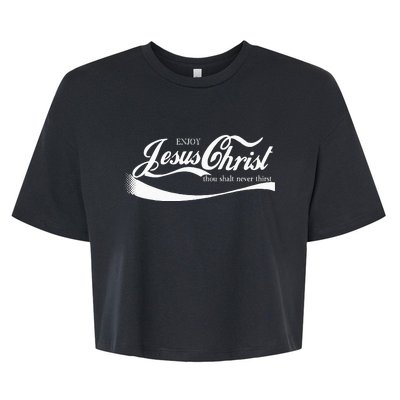 Enjoy Jesus Christ Thou Shall Never Thirst Bella+Canvas Jersey Crop Tee