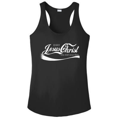 Enjoy Jesus Christ Thou Shall Never Thirst Ladies PosiCharge Competitor Racerback Tank