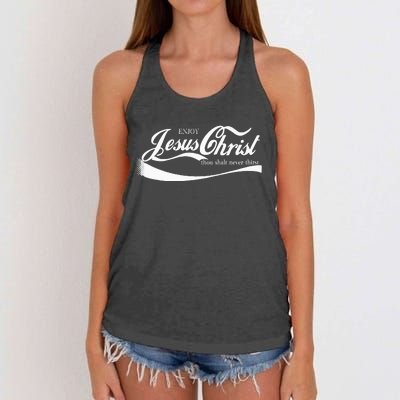 Enjoy Jesus Christ Thou Shall Never Thirst Women's Knotted Racerback Tank