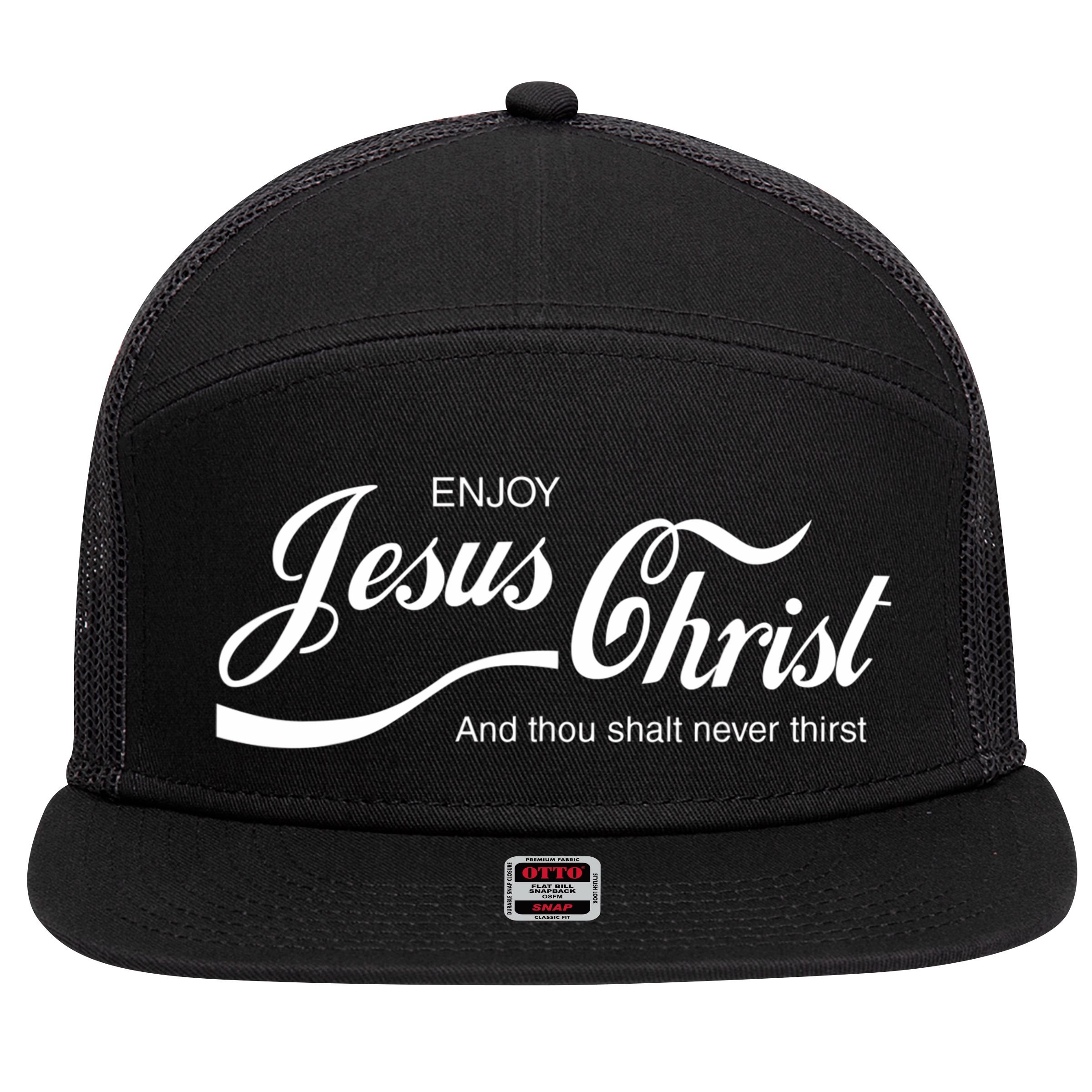 Enjoy Jesus Christ 7 Panel Mesh Trucker Snapback Hat